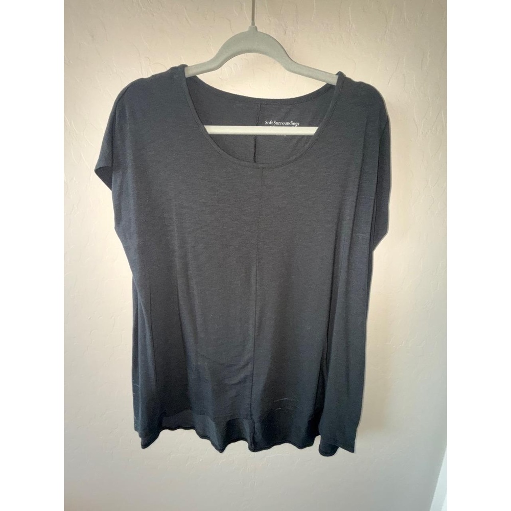 Soft Surroundings Top Large‎ Petite Black TShirt Casual Minimalist Pima Cotton